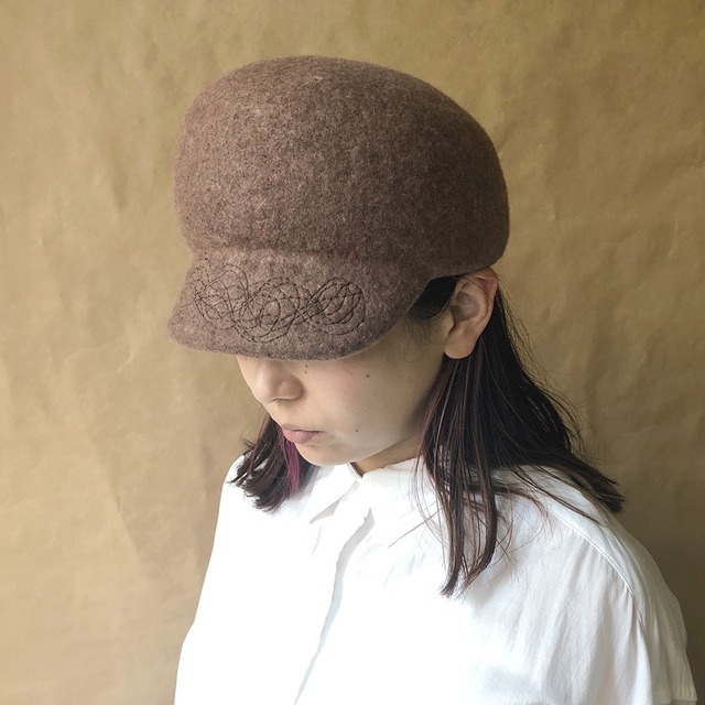 Wool IRUKA CASQUETTE × stitch【受注生産／Build to order】ウール イルカキャスケット × ステッチ 帽子