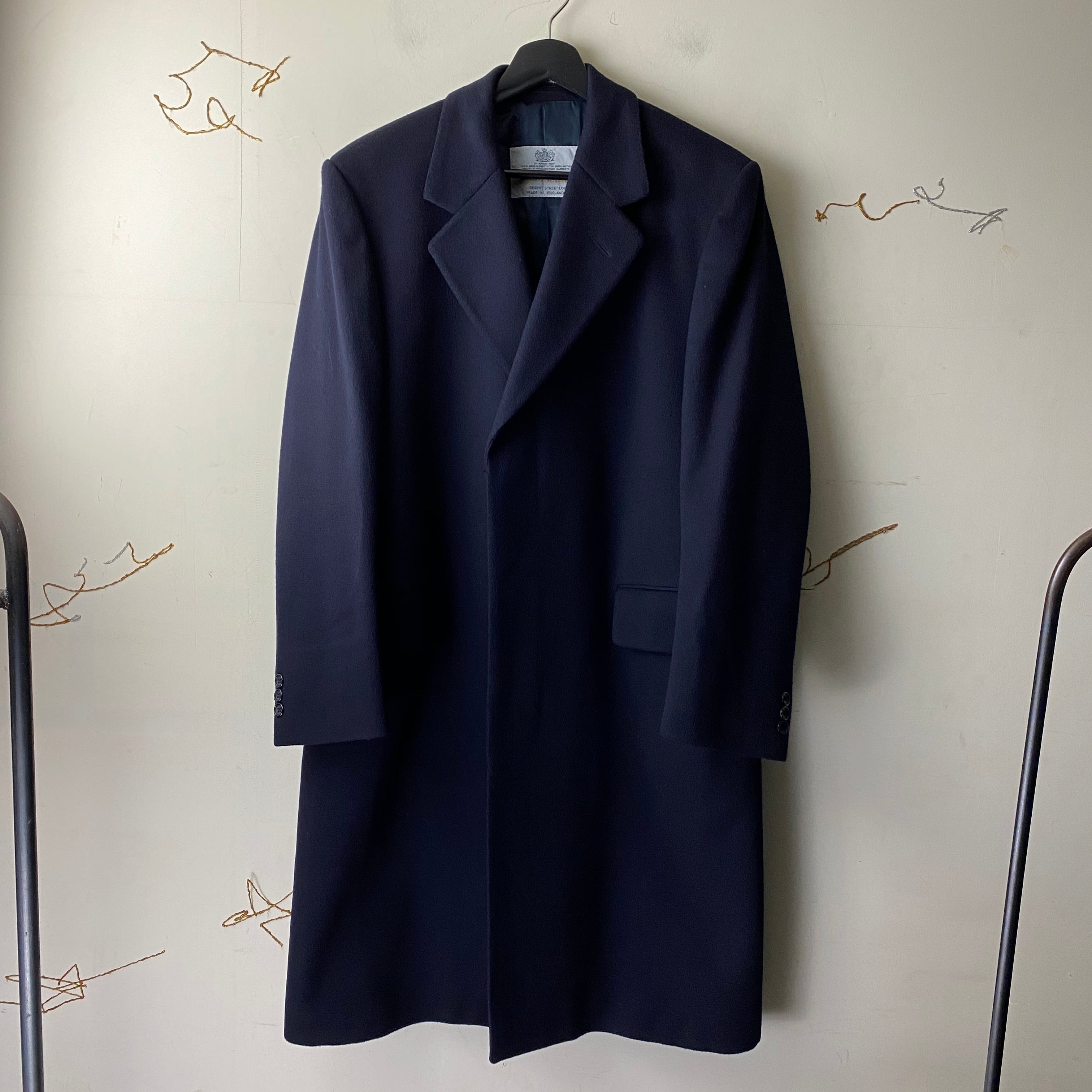 AQUASCUTUM navy color wool chesterfield coat | NOIR ONLINE