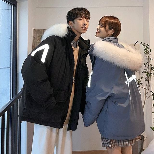 【予約販売】ブルゾン アウター ファーフード ショート丈 反射 防寒 メンズ レディース ユニセックス ストリート ブラック ベージュ ブルー ブラウン 防寒 お洒落 こなれ感 ベーシック 秋冬 大きいサイズ S/M/L/XL