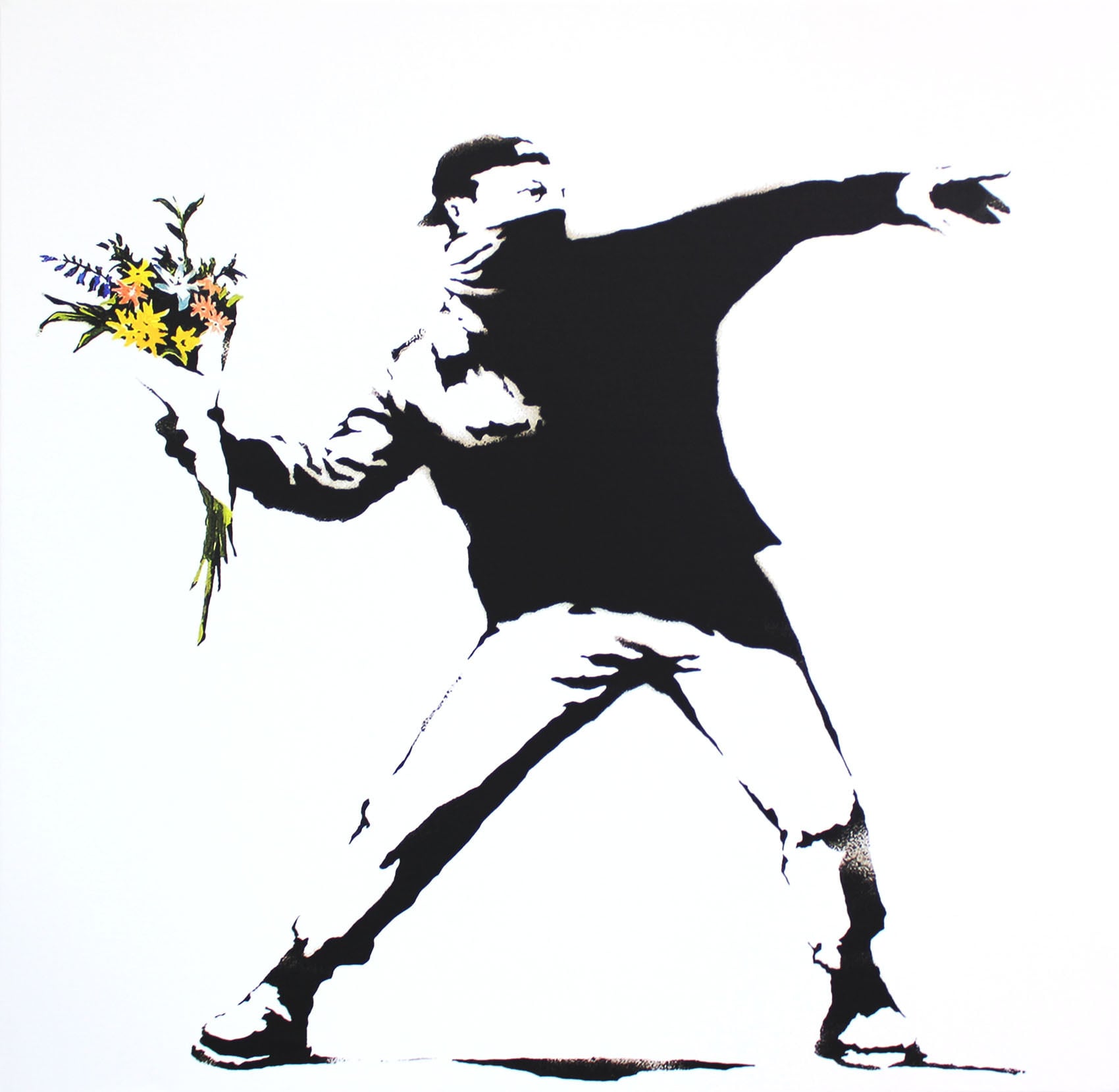 バンクシー　Banksy 花束を投げる男　キャンバス　ボード