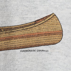 極美品 XL USA 90s Harborside Graphics カヌー 杢グレー L/S Tシャツ 長袖 ハーバーサイドグラフィックス