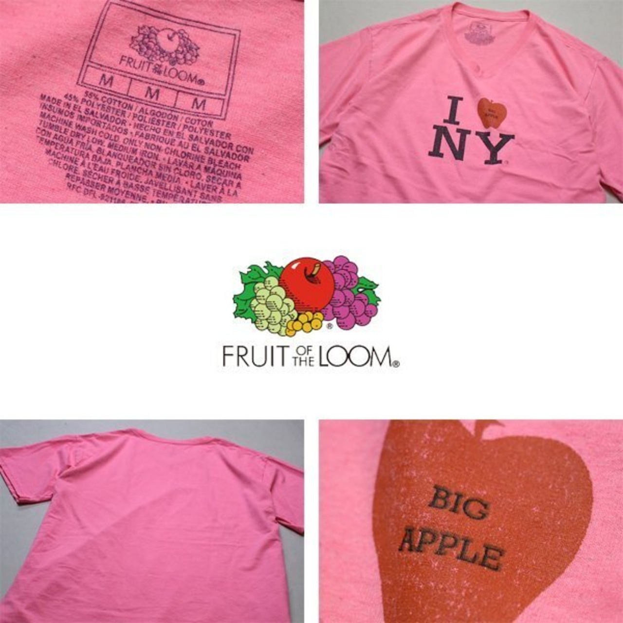 1点物◇アイラブニューヨークNYプリントTシャツVネック古着メンズML 