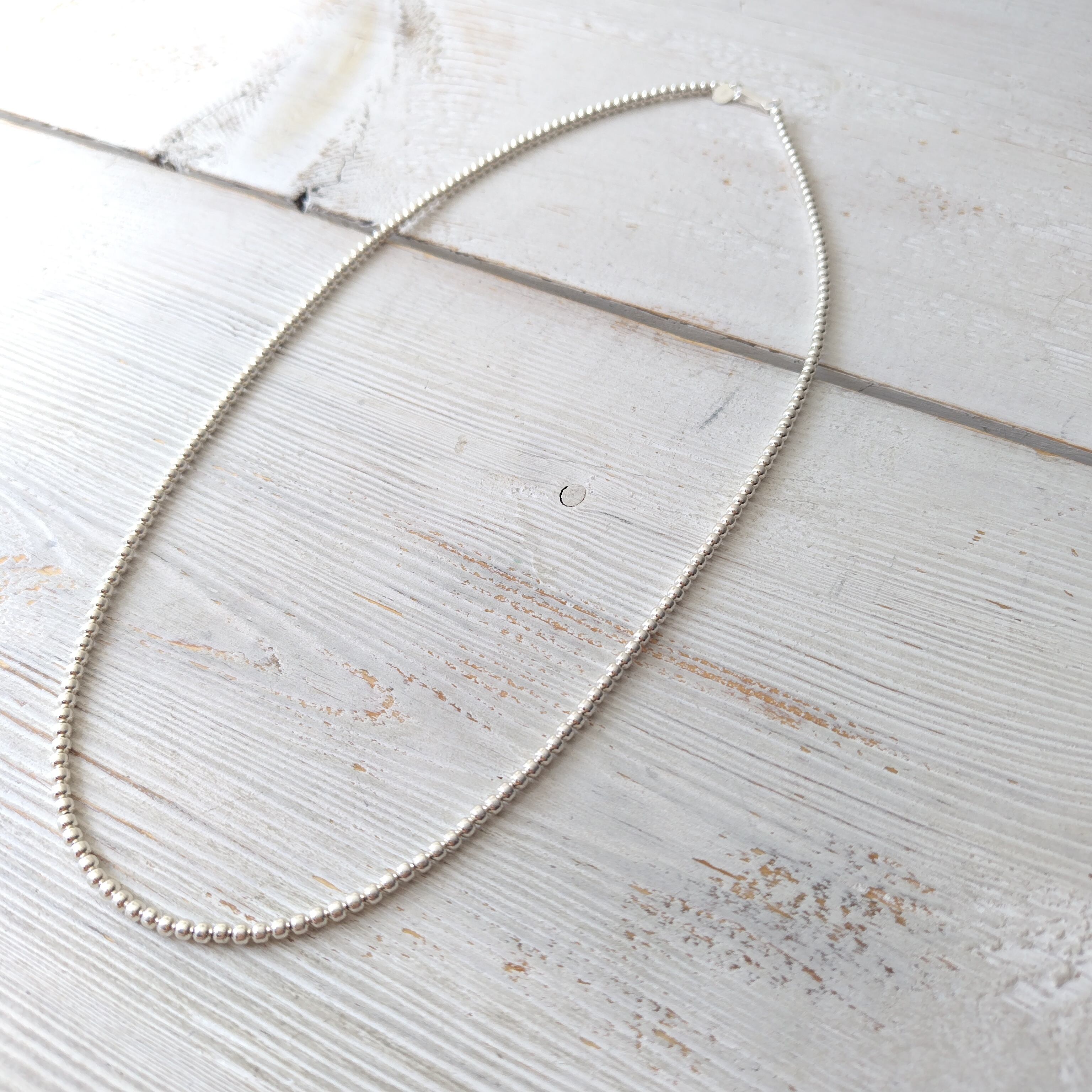 3mm玉 60cm ナバホパール シルバーネックレス インディアンジュエリー  