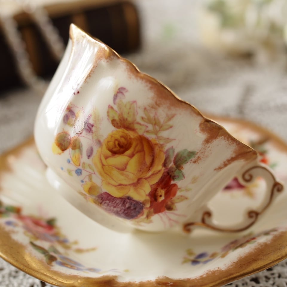 美品 英国Hammersley ハマースレイ ドレスデンスプレイ 手描きフラワー