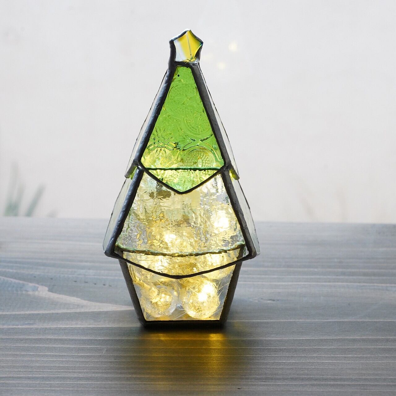 【森中 美佐江】ステンドグラスクリスマスツリー ミニ A