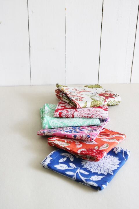 インド ブロックプリント ハンカチ