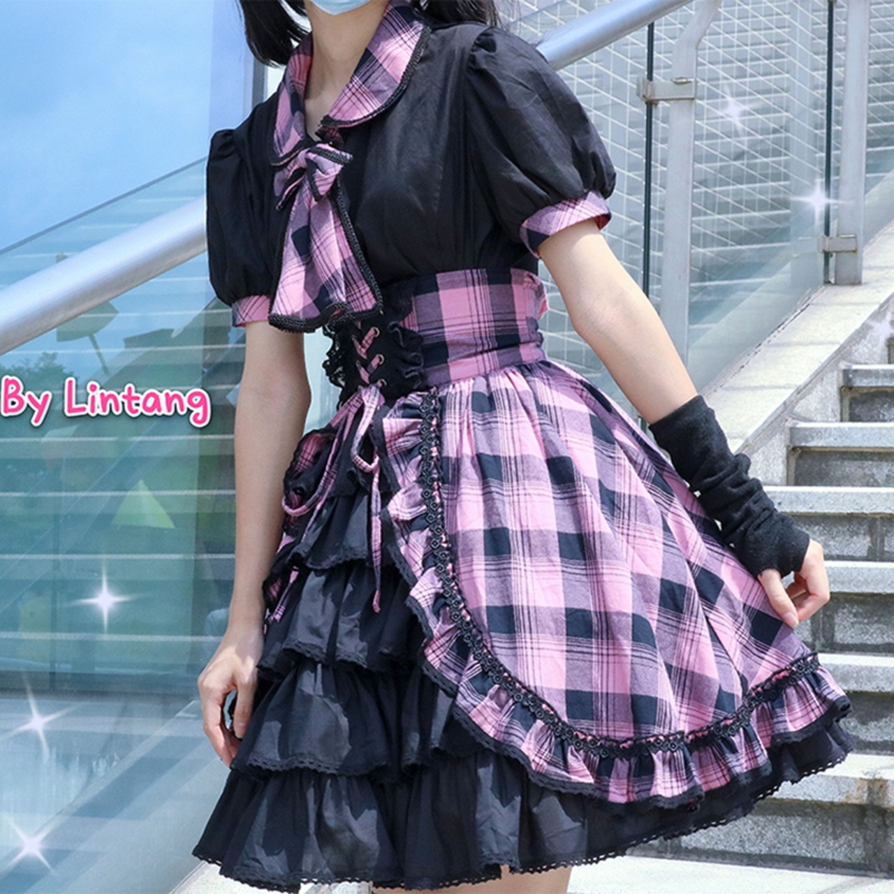 アイドル衣装 ワンピース ピンク リボン （即納】ロリータドレス  