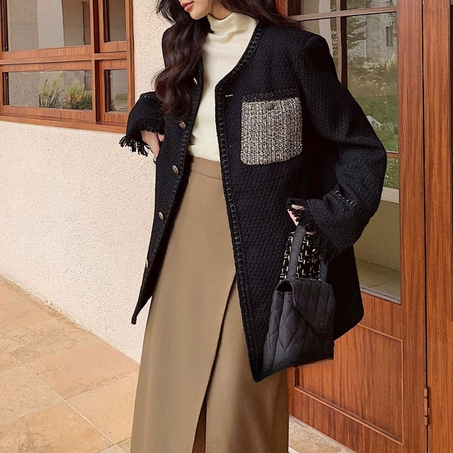 ツイードポケット・ノーカラージャケット　W00314