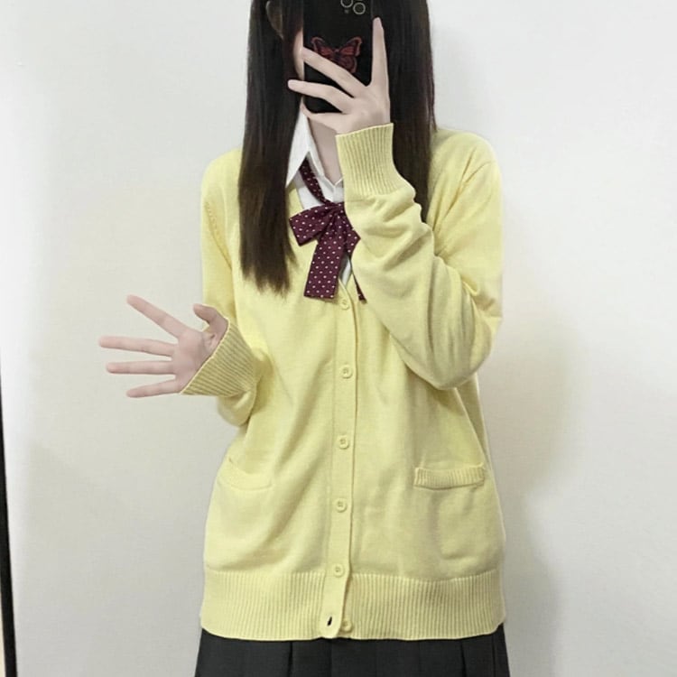 春 カーディガン 学生服 レディース 秋冬 学生 女子高生 Vネック