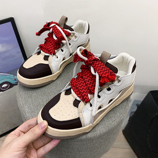 スプリングカジュアルスタイル 靴 シューズ レース スニーカー 春物 レースアップ フェイクシューズ5974385935