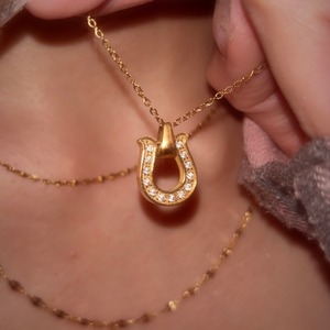 zirconia horse shoe necklace