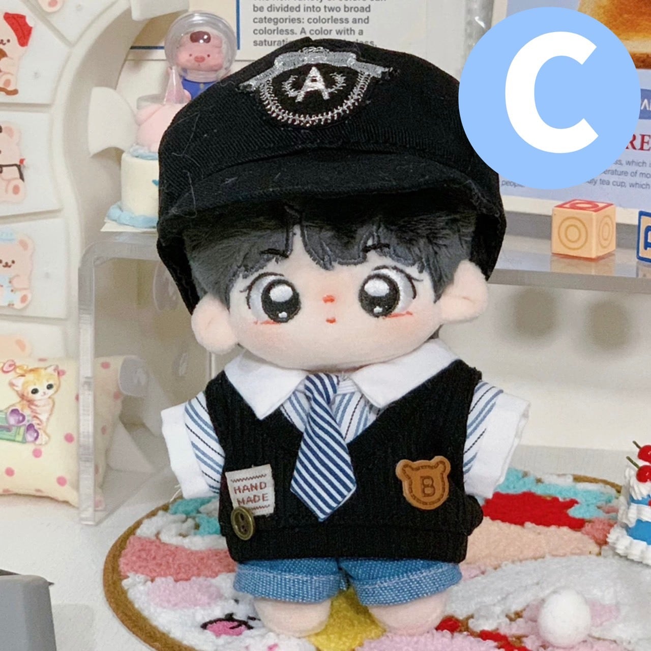 10cm】 ぬい服 かわいい ストリート系 黒コーデセット ブラック