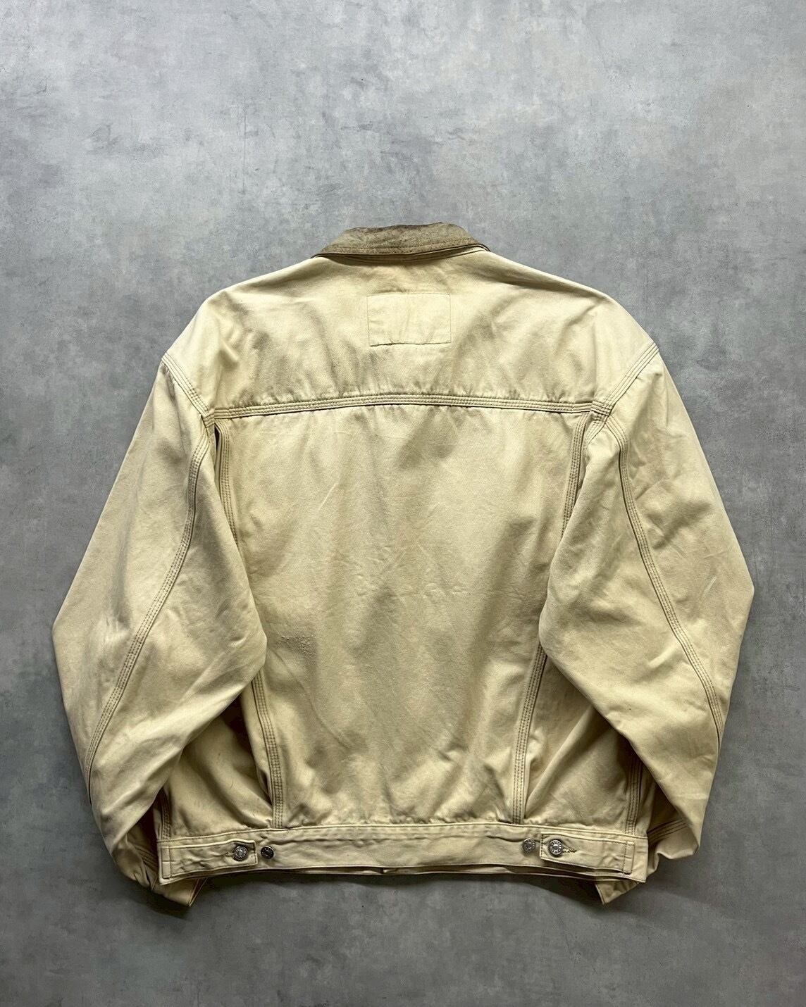 90s DIESEL Leather Collar Cotton Trucker Jacket ITALY製 | VOLAR