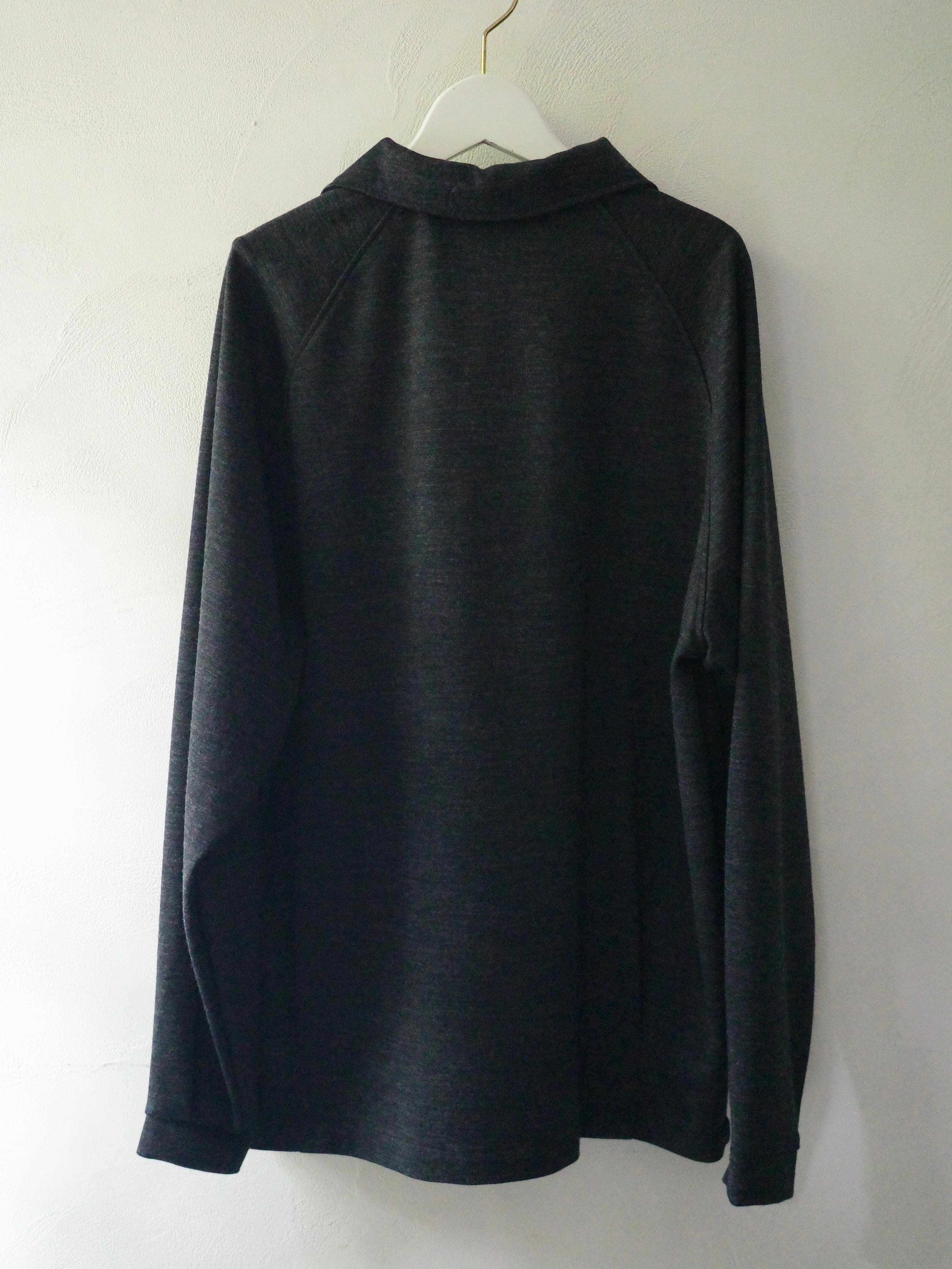 THE RERACS / ITALIAN COLLAR RAGLAN POLO SHIRT L/S-CHARCOAL GRAY