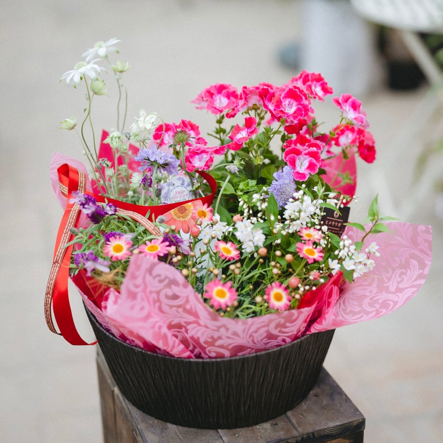 選べるギフト(お色のご希望承ります)季節のお花 予算 5,000円 盛り