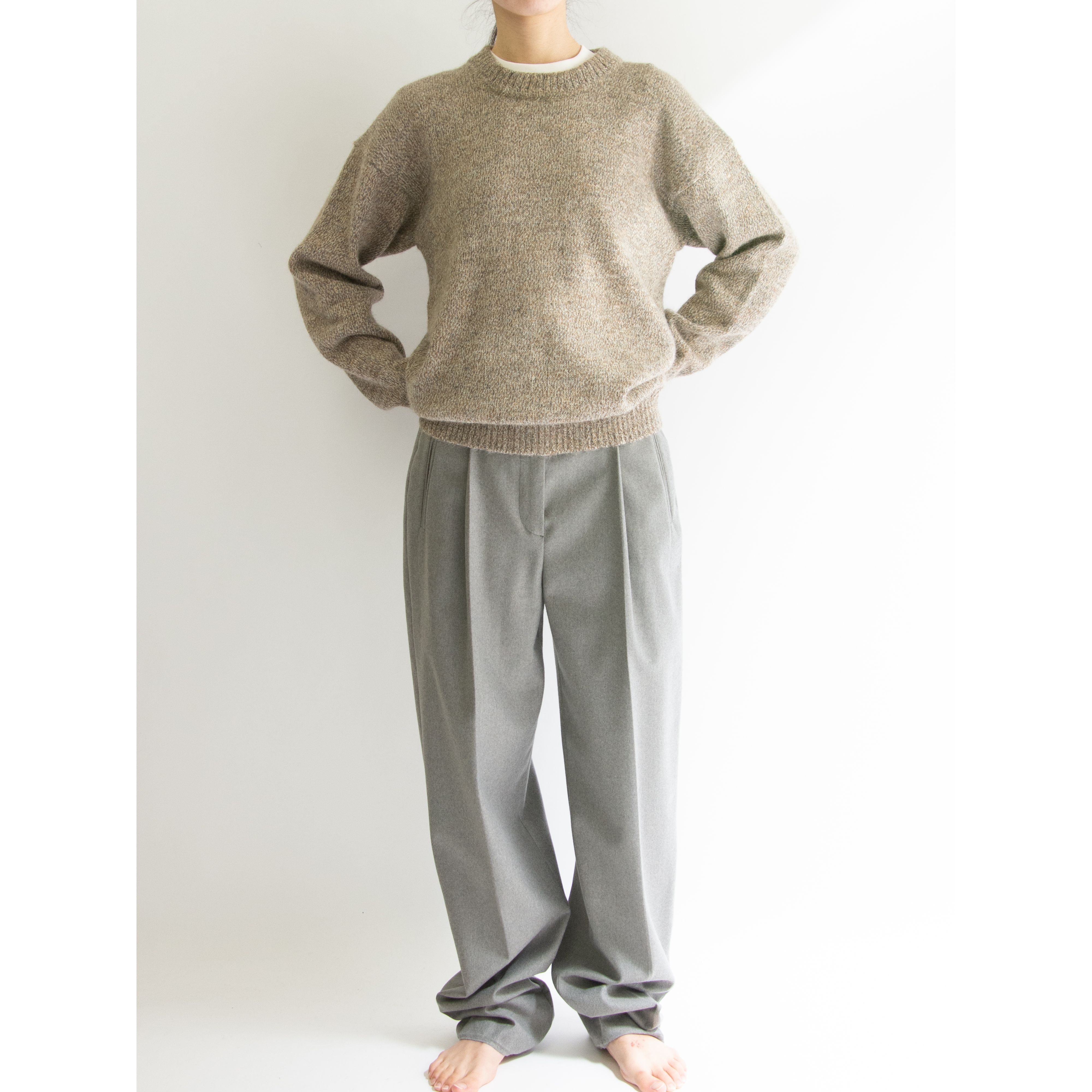 【Unknown Brand】Crew Neck Alpaca Sweater(クルーネック アルパカセーター ニットプルオーバー)