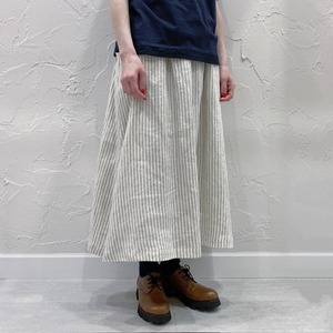vm リネンストライプタックギャザースカート