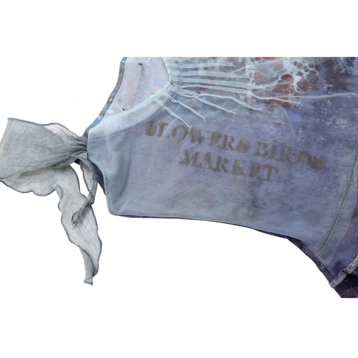 Flowers birds market] printed mesh design top | BYORI