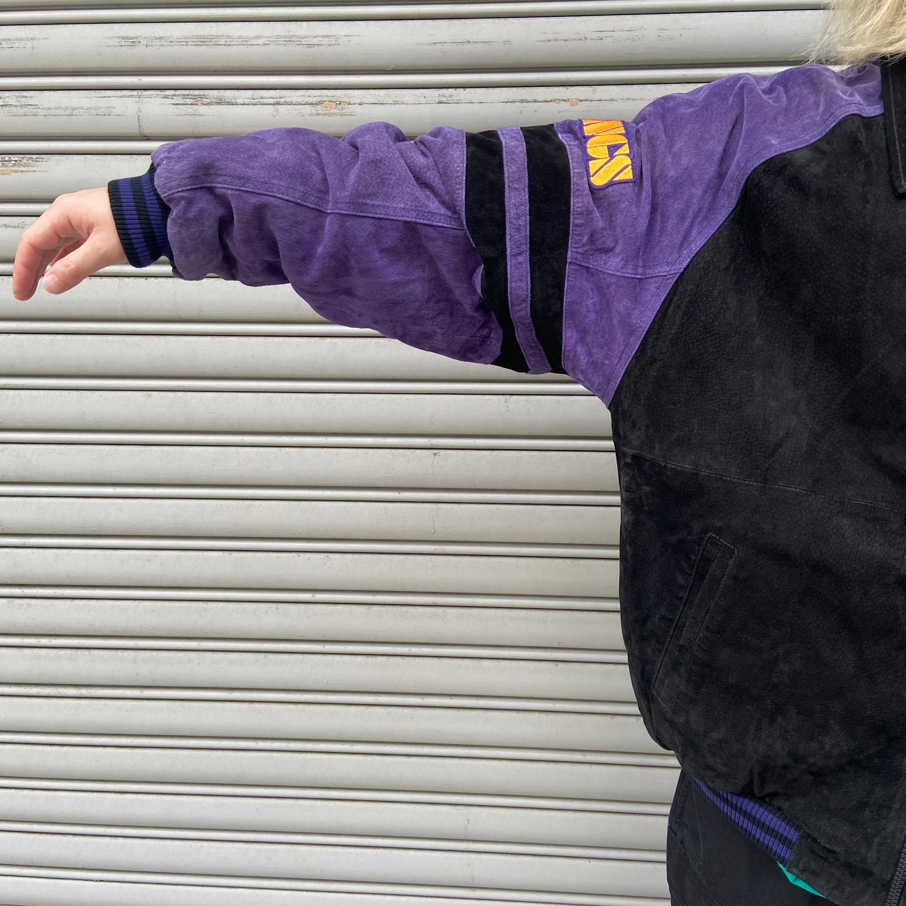 90s NFL ミネソタ・バイキングス スエードレザースタジャン M | 古着屋 Uan