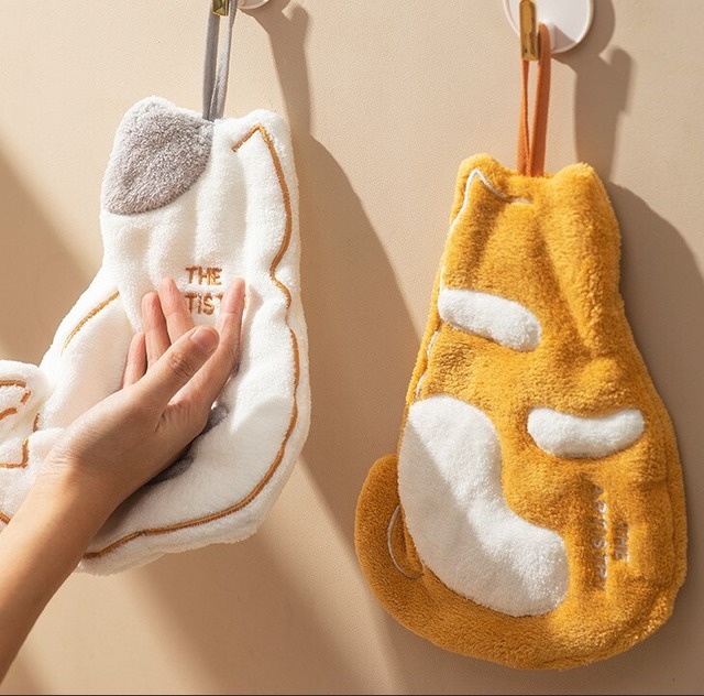 【送料無料】猫 ねこ  ハンドタオル ふきん 吸水 速乾 マイクロファイバー 洗面所 キッチン 食器 手拭き 猫雑貨 猫グッズ