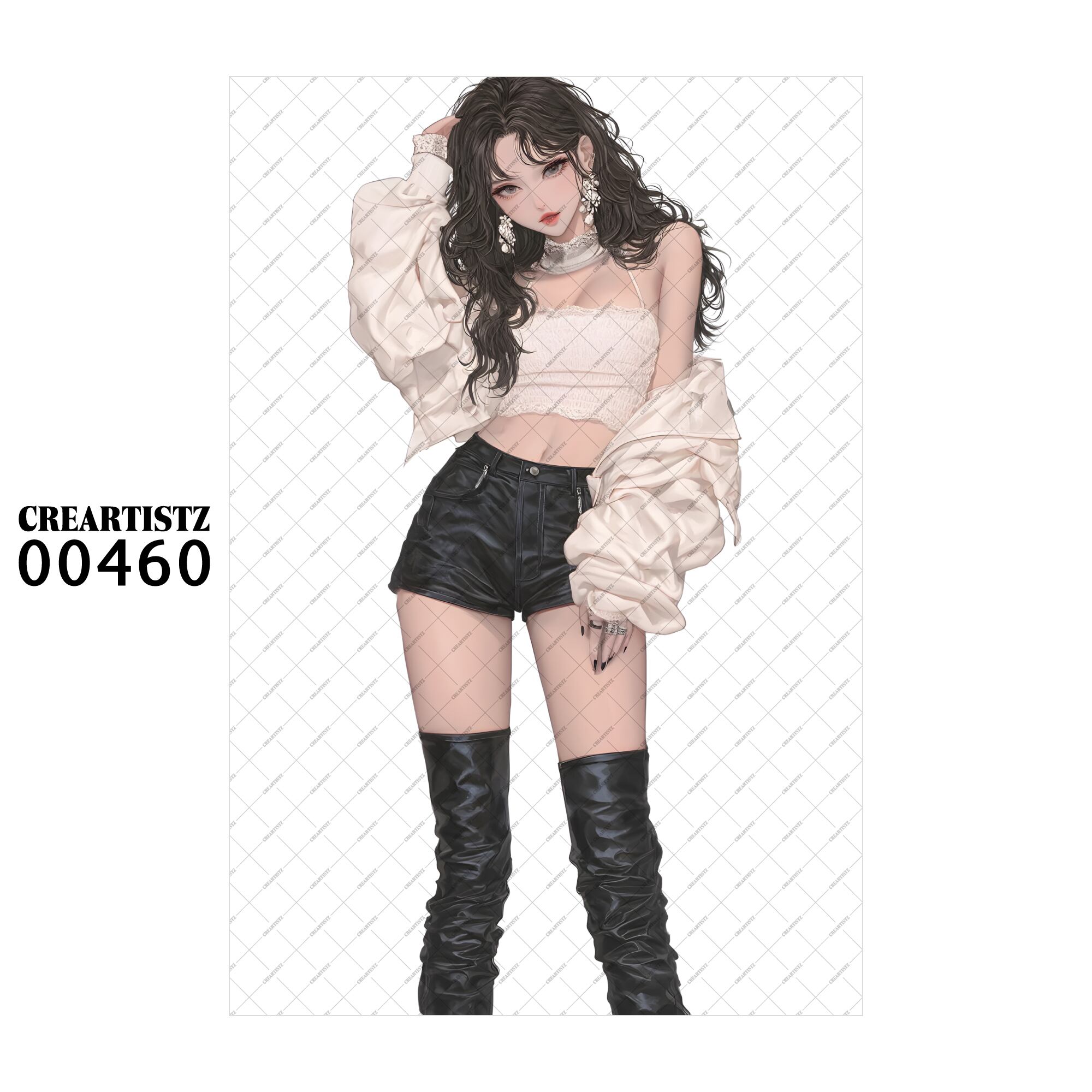 00460 ガール キュート オリジナル ペーパー/ステッカー 4枚セット CREARTISTZ