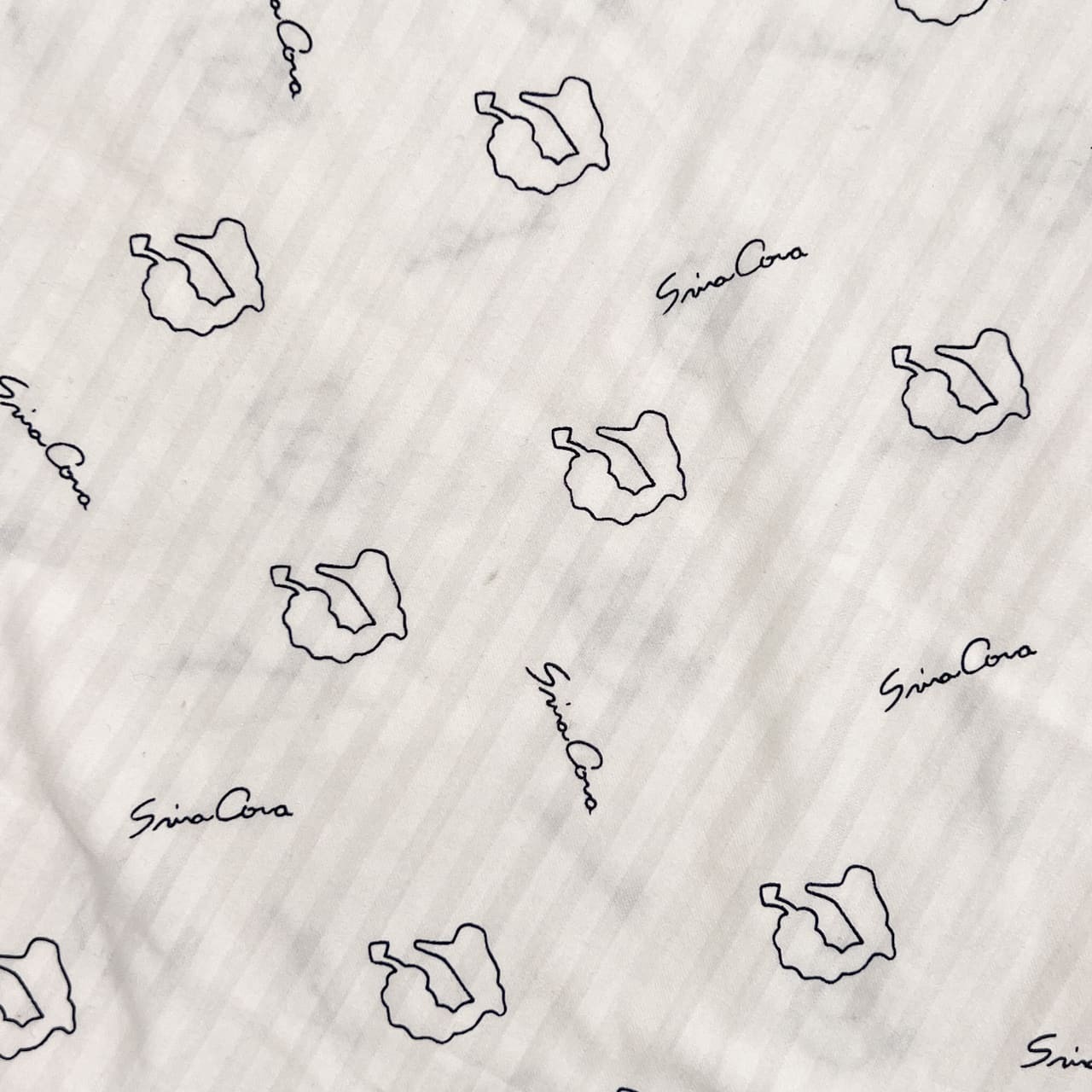 SINA COVA シナコバ 総柄 シャドーストライプ 半袖 ポロシャツ L/ホワイト メンズ