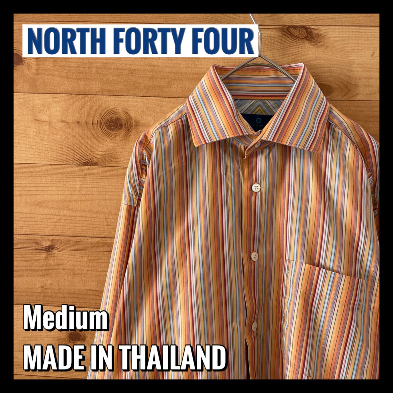 【NORTH FORTY FOUR】マルチストライプ 柄シャツ 長袖シャツ Mサイズ US古着