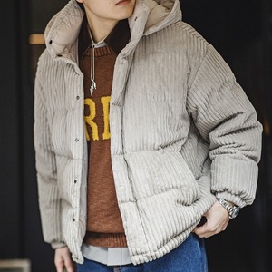 Hooded Corduroy Down Jacket Coat / フード コーデュロイ ダウン ジャケット コート