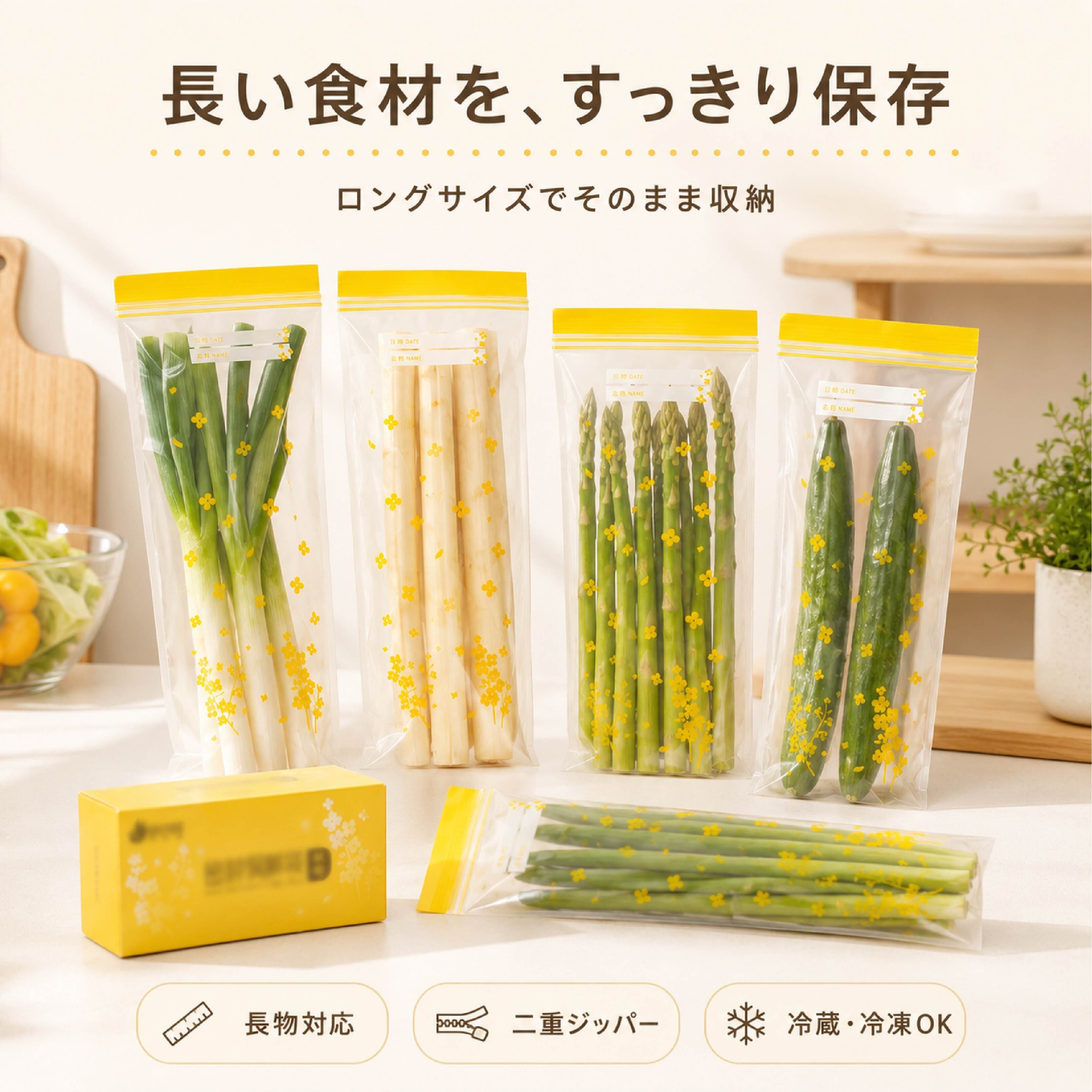 JY 678 . 長物保存袋 野菜保存袋 ネギ保存袋 長ねぎ保存袋
