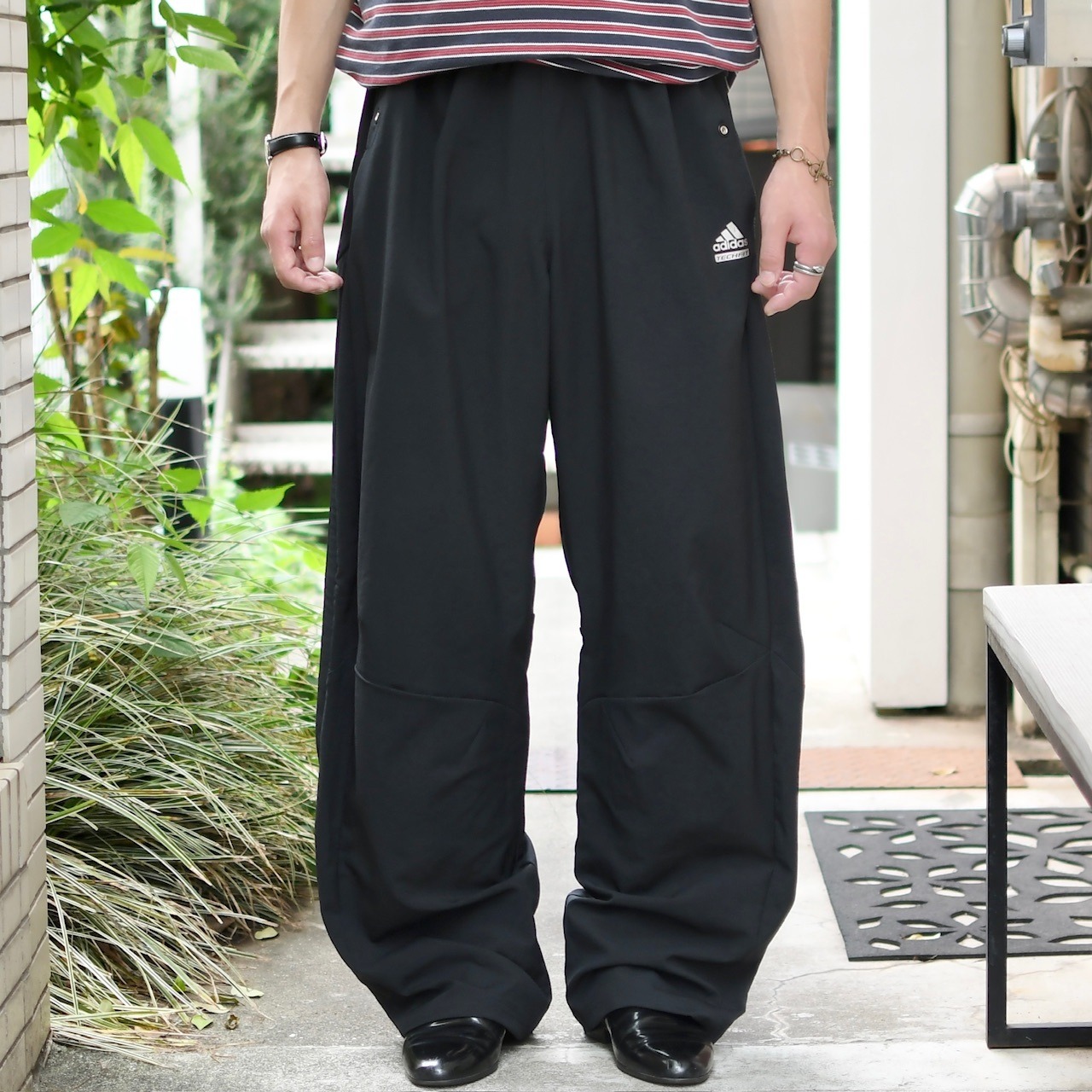 adidas side zip design wide nylon pants