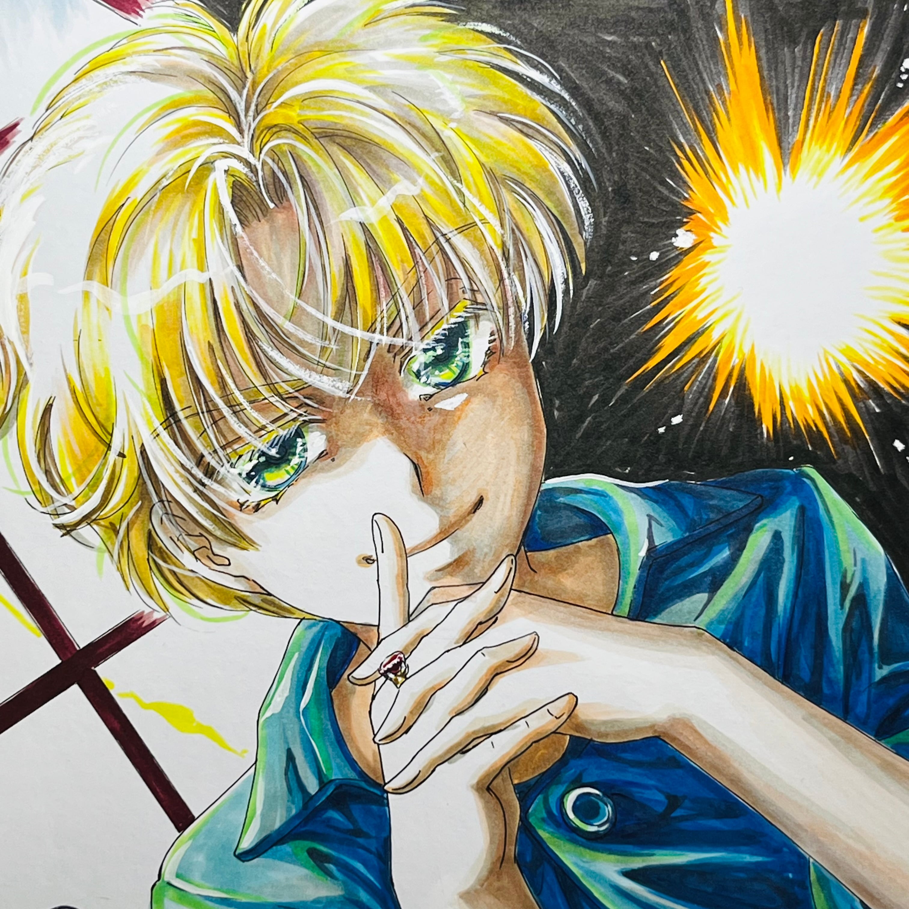 直筆イラスト色紙 輝（稲妻） | 中貫えりSHOP