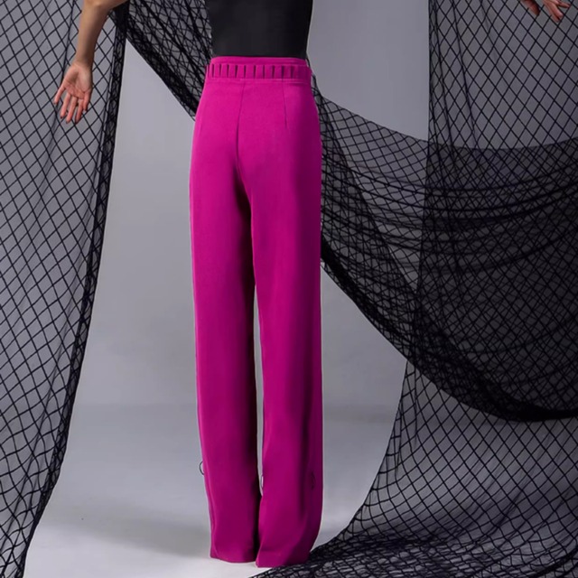 ギャザー ウエストデザイン フルレングス ダンスパンツ 2col　D00437