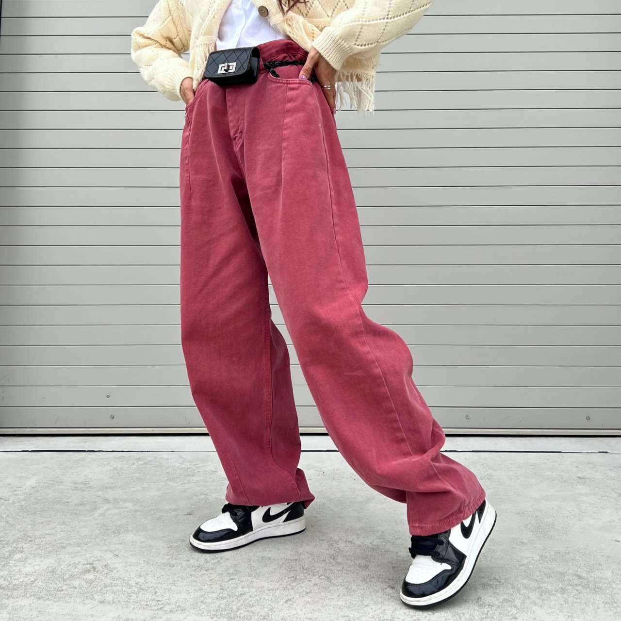 pigmentカラープレスデニムpt／ダルトーンレッド【unisex】