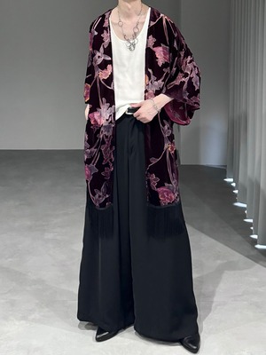 HAORI motif summer velours see-through shirt / bordeaux