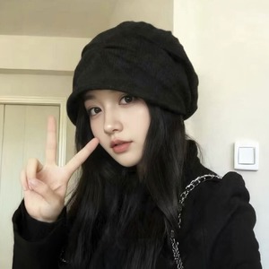 キャスケット レディース 秋冬 韓国 コーデュロイ調 ボリューム ギャザー 立体フォルム 深め 小顔見え 後ろゴム ヴィンテージ レトロ 古着風 ストリート 大人 カジュアル デイリー 高見え [LW-CGH006]