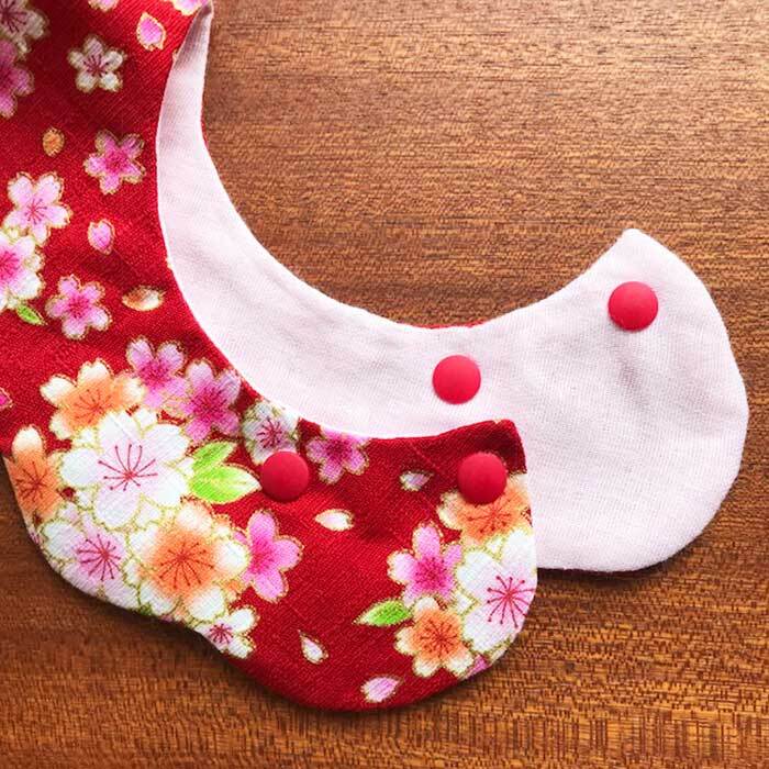 CAT BIB 和柄 桜赤×サクラピンク 猫首輪 スタイ首輪 もくもく CAT BIB 和柄 桜赤×サクラピンク 猫首輪 スタイ首輪 もくもく
