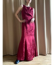 back lace up  jacquard mermaid dress-3655-9