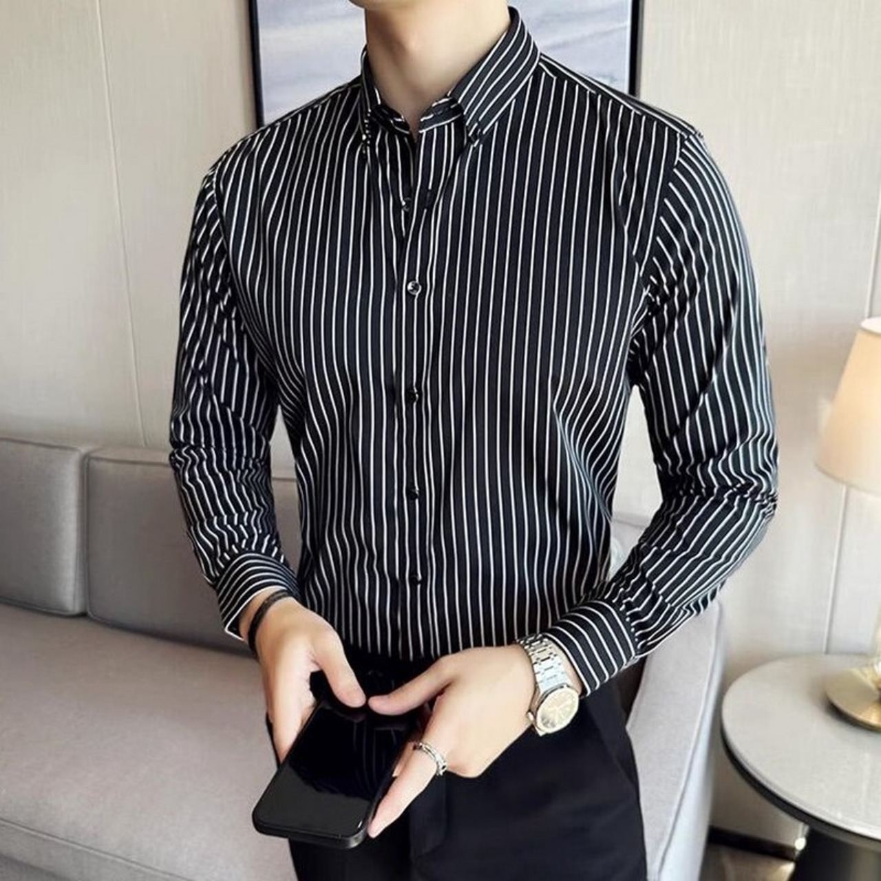 wrinkle striped shirt 00108