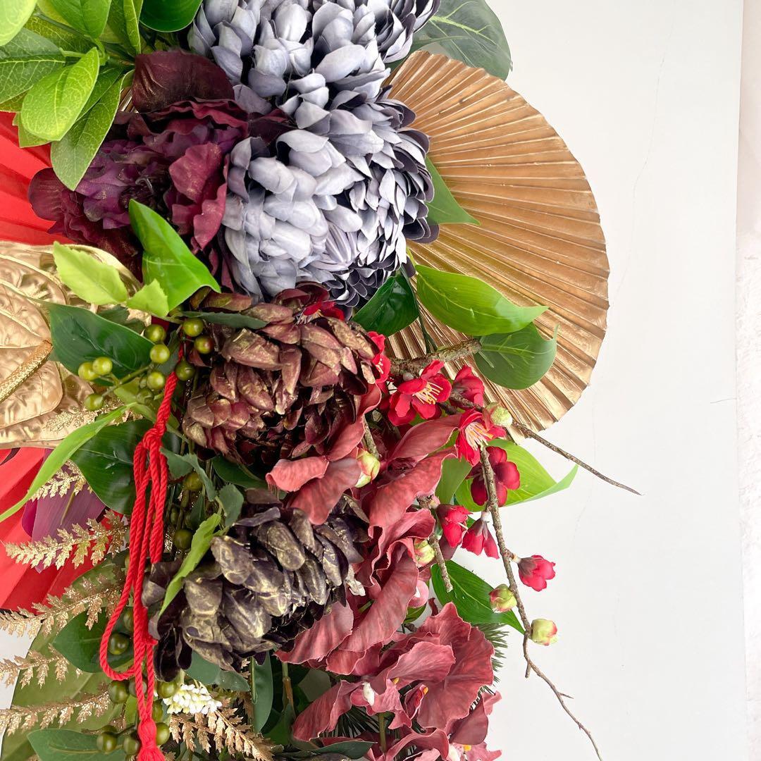 【特大1mサイズ 正月しめ縄リース】モダン迎春装飾｜店舗・商業用 光触媒フラワー 特大1mサイズ 正月しめ縄リース】モダン迎春装飾｜店舗・商業用 光触媒