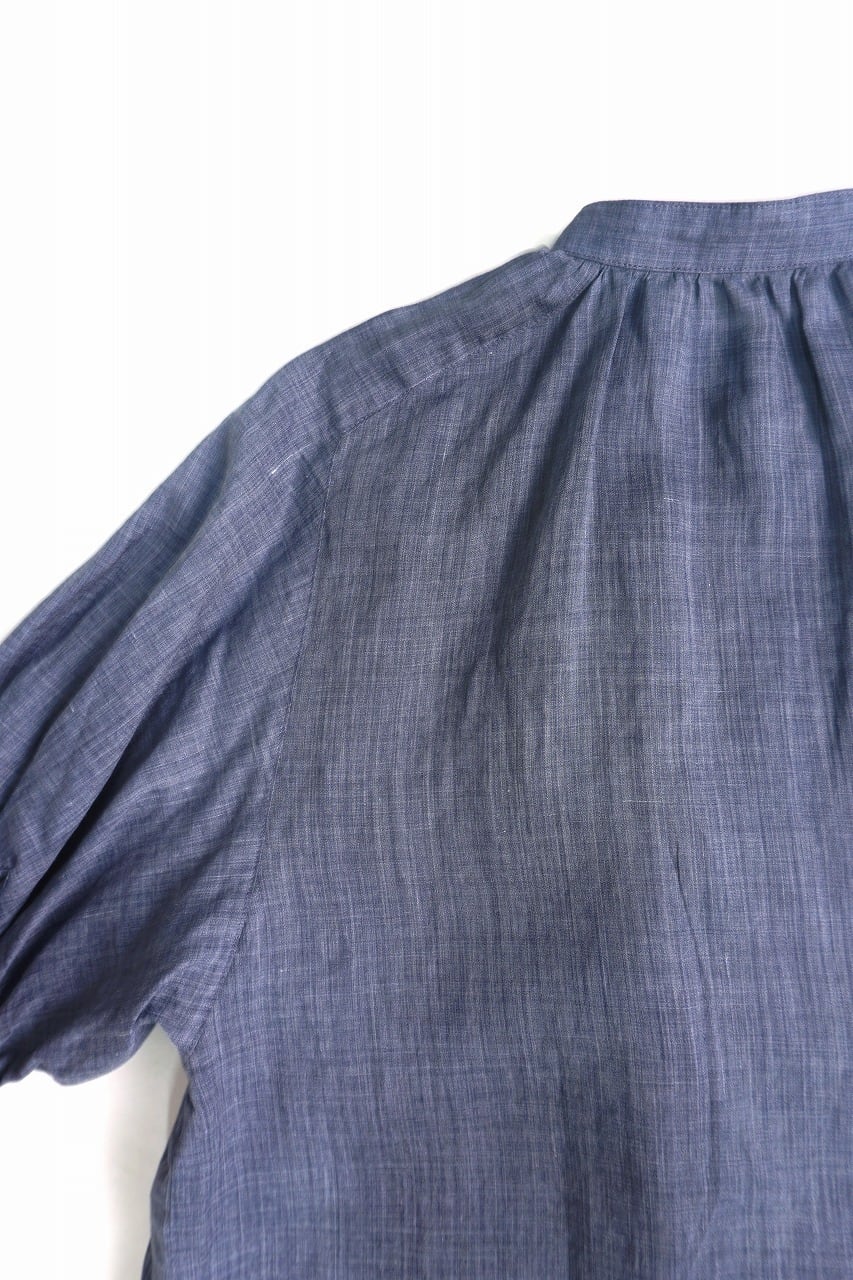 Ramie Chambray Gathered Blouse