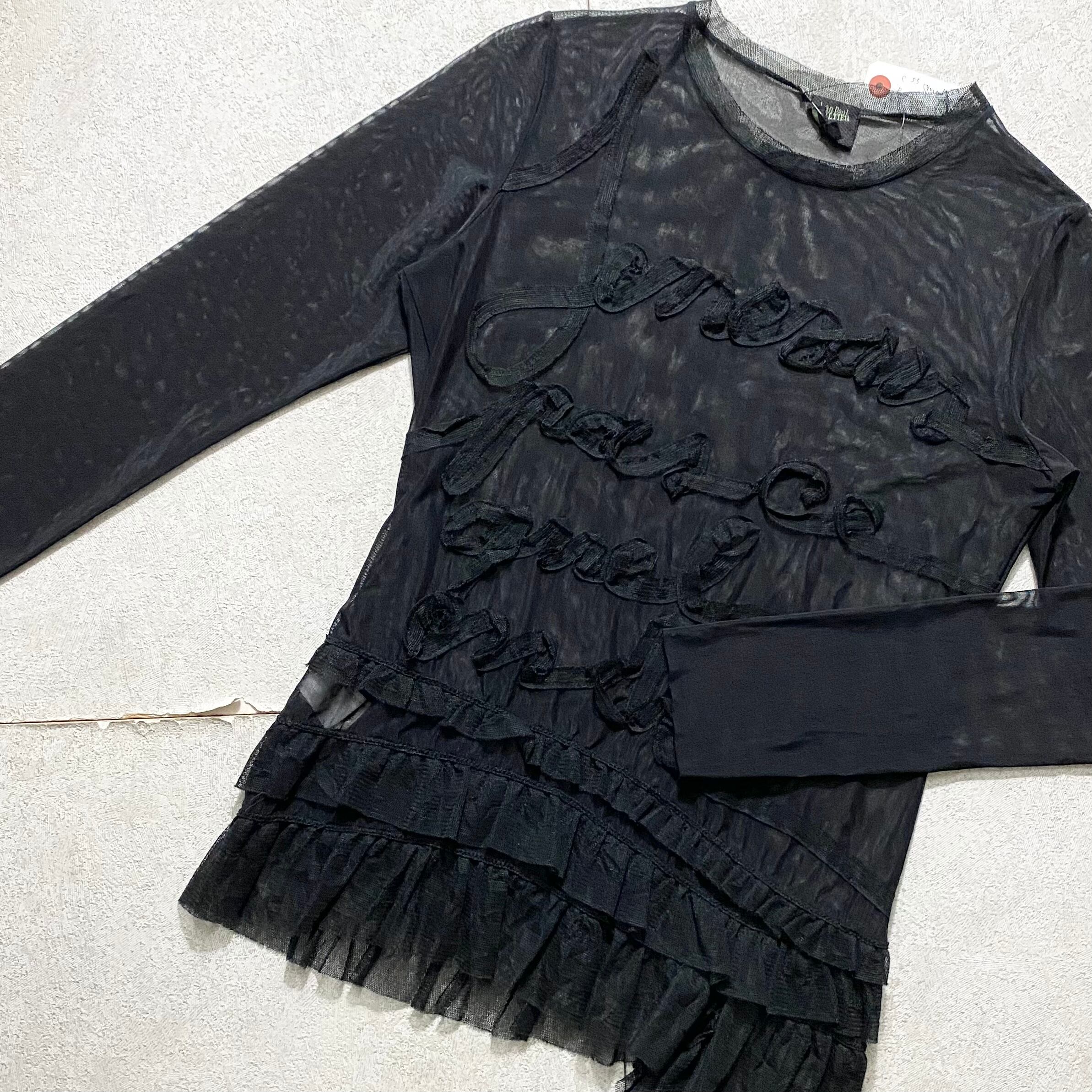 JEAN PAUL GAULTIER FEMME frill design see-through pullover | NOIR 