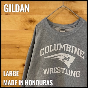 【GILDAN】コロンバイン高校 レスリング部 スウェット トレーナー プリント columbine wrestling ロゴ ヒビ割れ L US古着