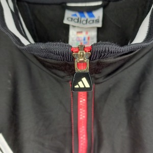 90s　アディダス　トラックジャケット　ジャージ　ストライプ　黒　赤　O