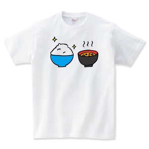 ごはんと味噌汁 食べ物 和食 Tシャツ メンズ レディース キッズ 子供服 半袖 大きいサイズ プレゼント ギフト