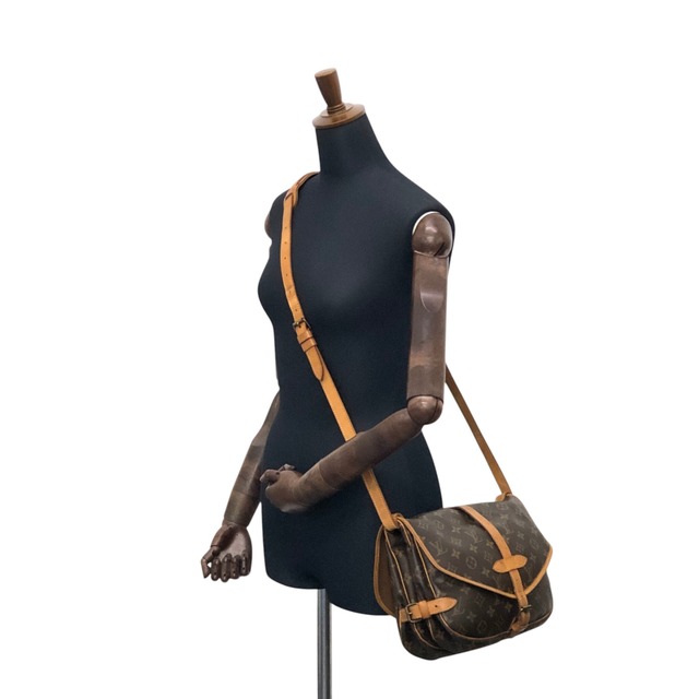 LOUIS VUITTON ルイヴィトン モノグラム ショルダーバッグ ブラウン PVC レザー ソミュール30 vintage ヴィンテージ オールド dzuvmj