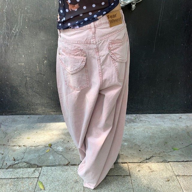 Heart pocket denim pants　V3030