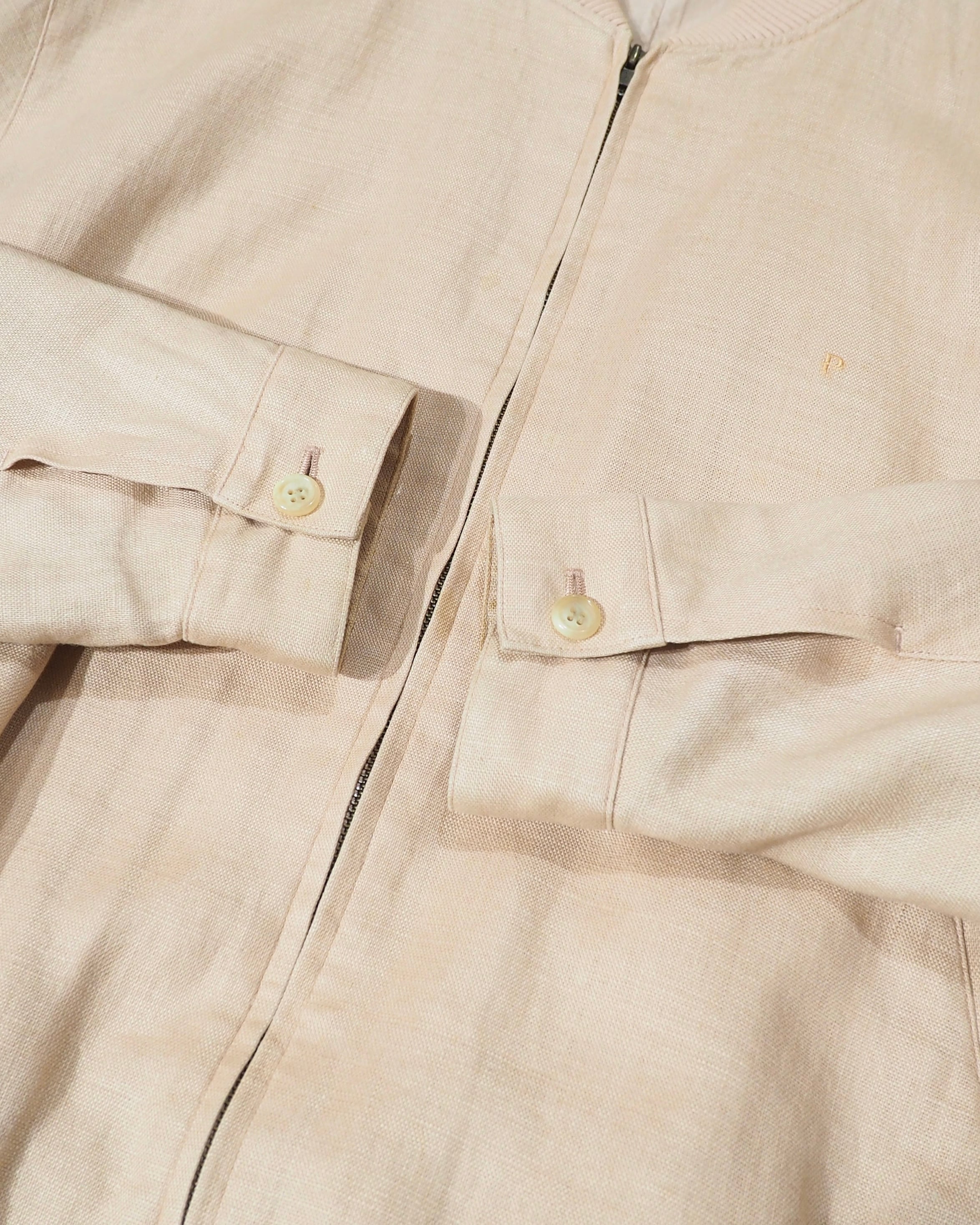 " PAPAS " Soft Light Beige color vintage loose Linen jacket