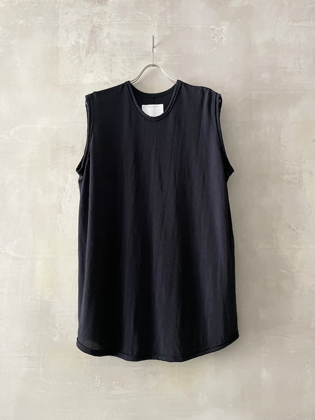 T/f Lv2 sheer shiny jersey sleeveless top - black