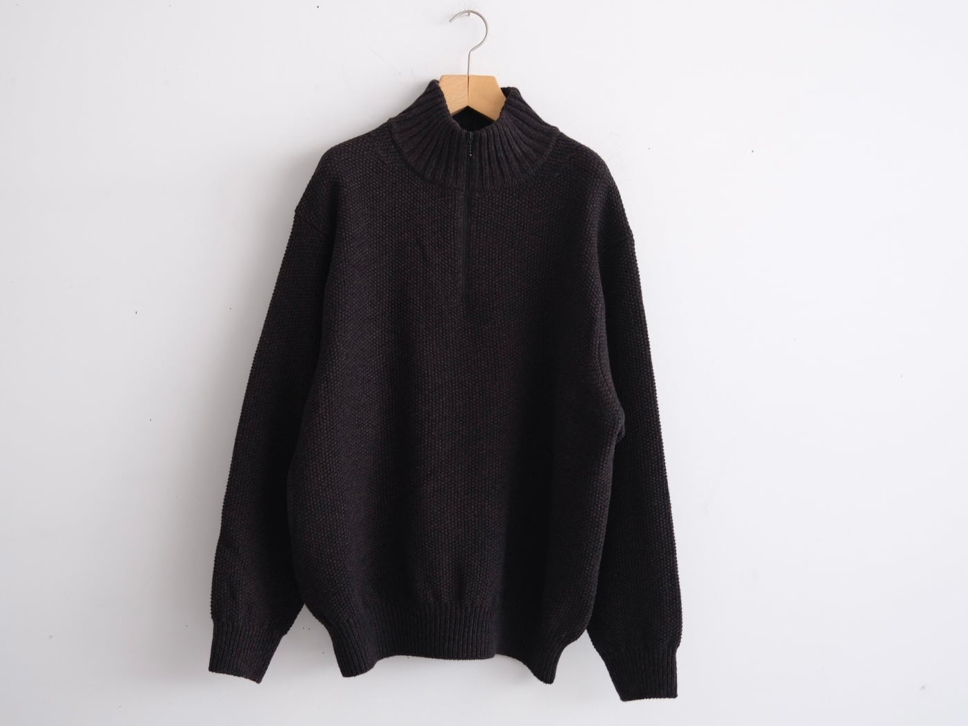 トップス crepuscule [ BD KANOKO P/O ] crepuscule”Wool Kanoko Harf Zip P/O Black” | Lapel online store