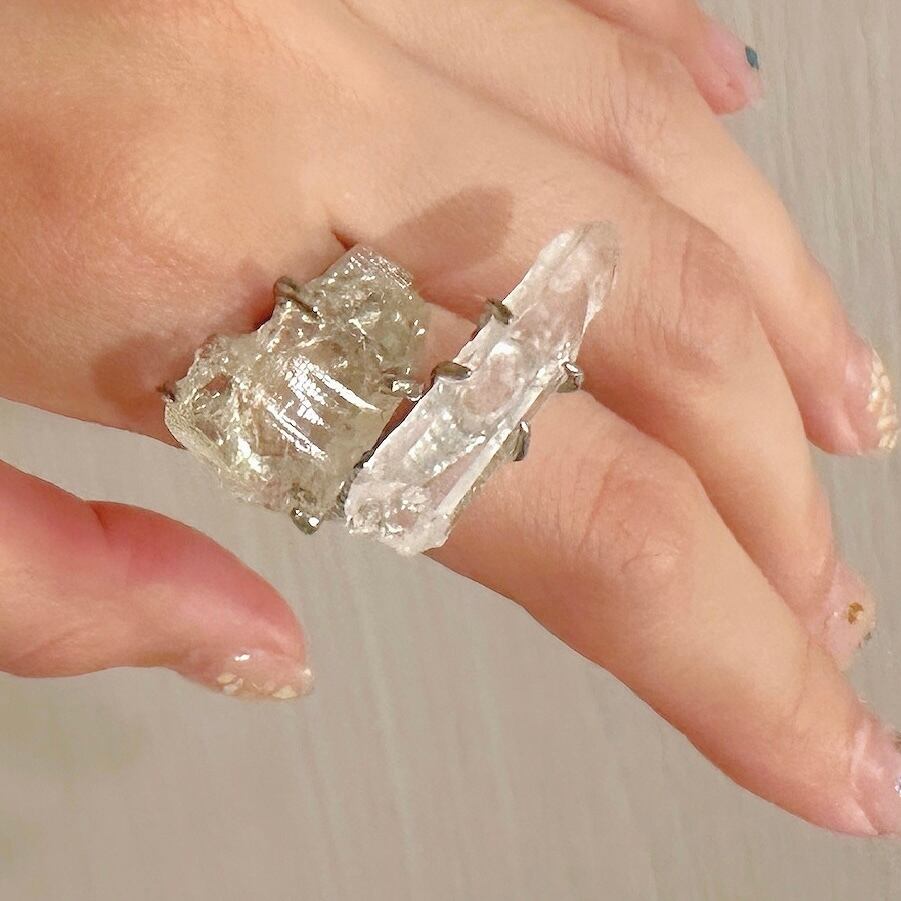 Natural Stone Ring 】-氷河-一点物 水晶 天然石 指輪 アクセサリー